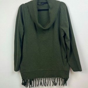 RAFAELA ~ Moss Fringed Cowl Neck